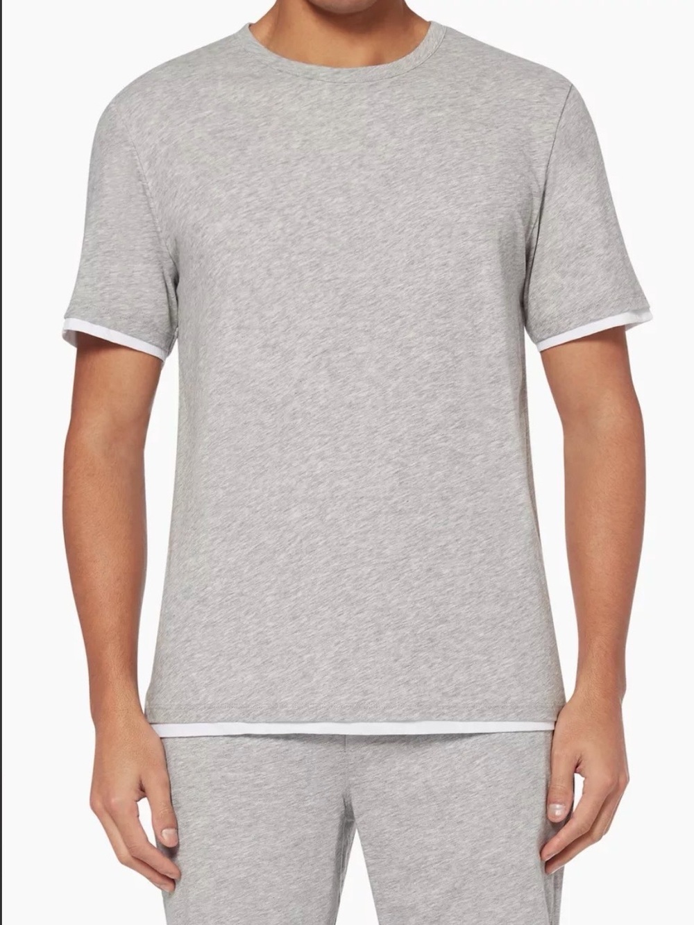 ⚡️VINCE Heather Gray Crewneck Tee with White Trim - Men’s 100% Cotton